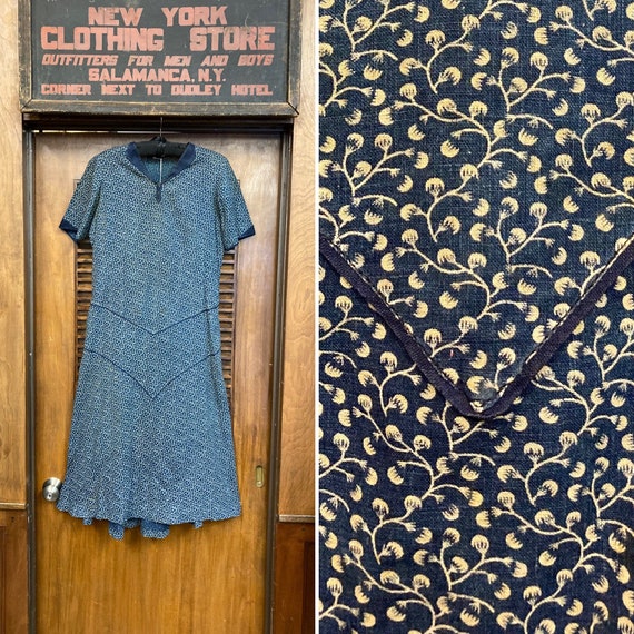 Vintage 1900's Antique Calico Workwear Prairie Boho Dress, Vintage Prairie Dress, Calico Dress, 1900s Dress, Vintage Workwear, Boho Dress