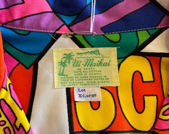 Vintage 1960's Size XL Schlitz Gusto Pop Art Mod Tiki Cotton