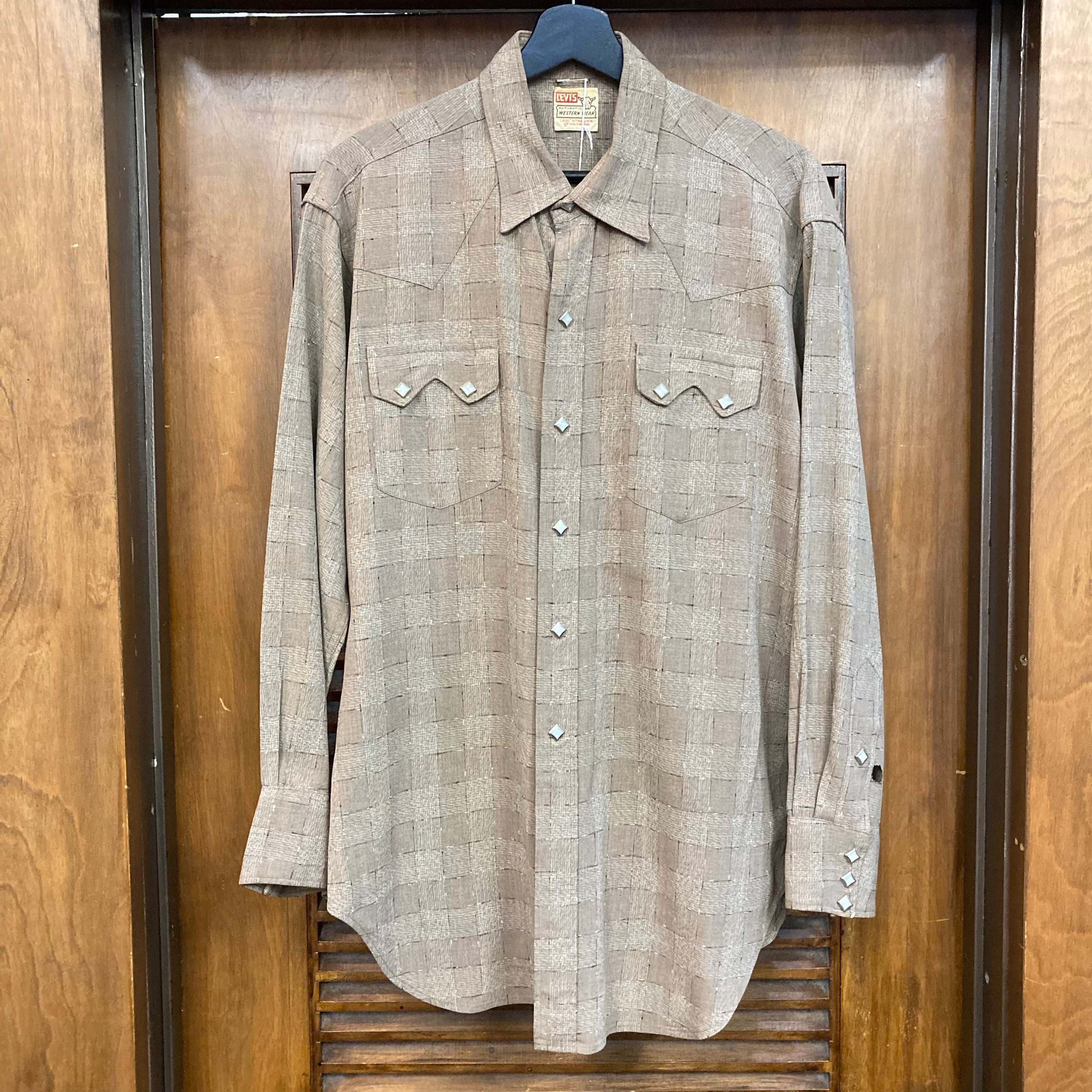 Kleding Herenkleding Overhemden & T-shirts Oxfords & Buttondowns 1940’s/50’s Gabardine Sawtooth Western Pearl Snap Button Up 