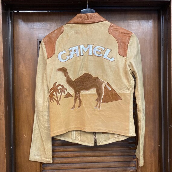 Vintage 1960’s Original “East West Musical Instruments” Camel Hippie Rocker Mod Leather Jacket, 1960’s Jacket, 1970’s Jacket View 3