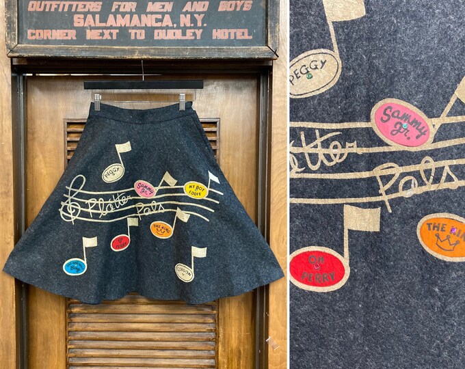 Vintage Music Note Crepe Skirt, Novelty Rockabilly Skirt 25