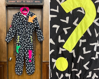 Vintage 1980’s “Obermeyer” New Wave Pop Art Ski Jumpsuit Outfit, New Wave, Neon, Pop Art, Snow Suit, Vintage Jumpsuit, Outerwear, Star,