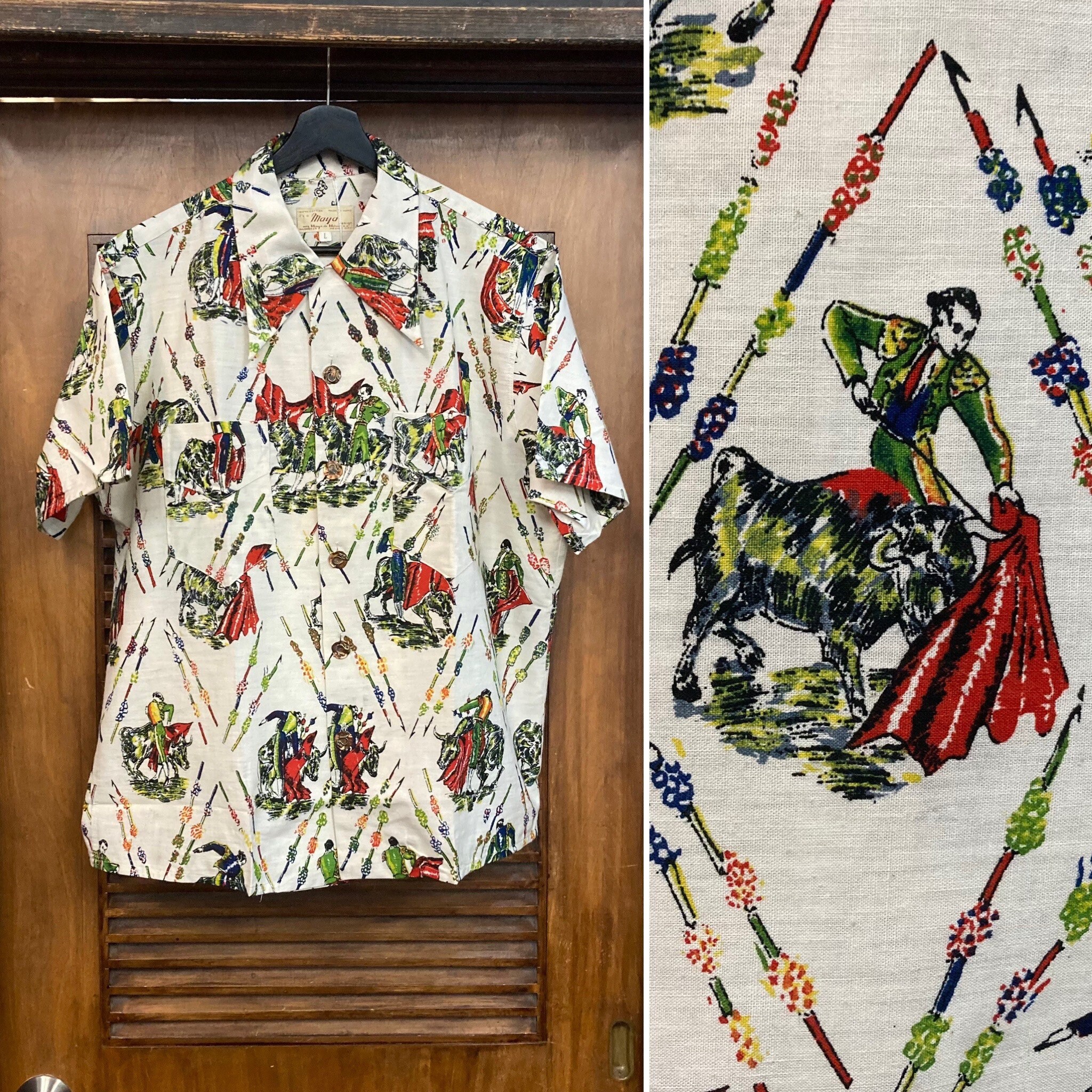 Vintage 1950's -deadstock- Atomic Mexican Bullfight Cotton