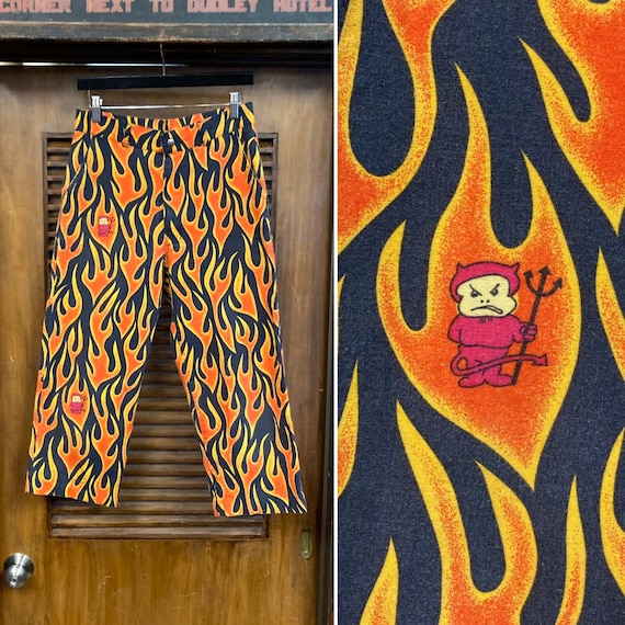 1980's W30 “life's A Beach” Lab Fire Flames Devil Cotton New 1980's W30 “life's A Beach” Lab Fire Flames Devil Cotton New