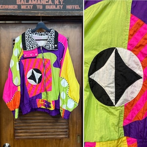 Vintage 1980's Rave Multi-color Batwing Krazy Style