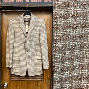 Vintage 1950-tals Atomic Fleck Rockabilly-kavaj med två knappar och fickor, sportjacka