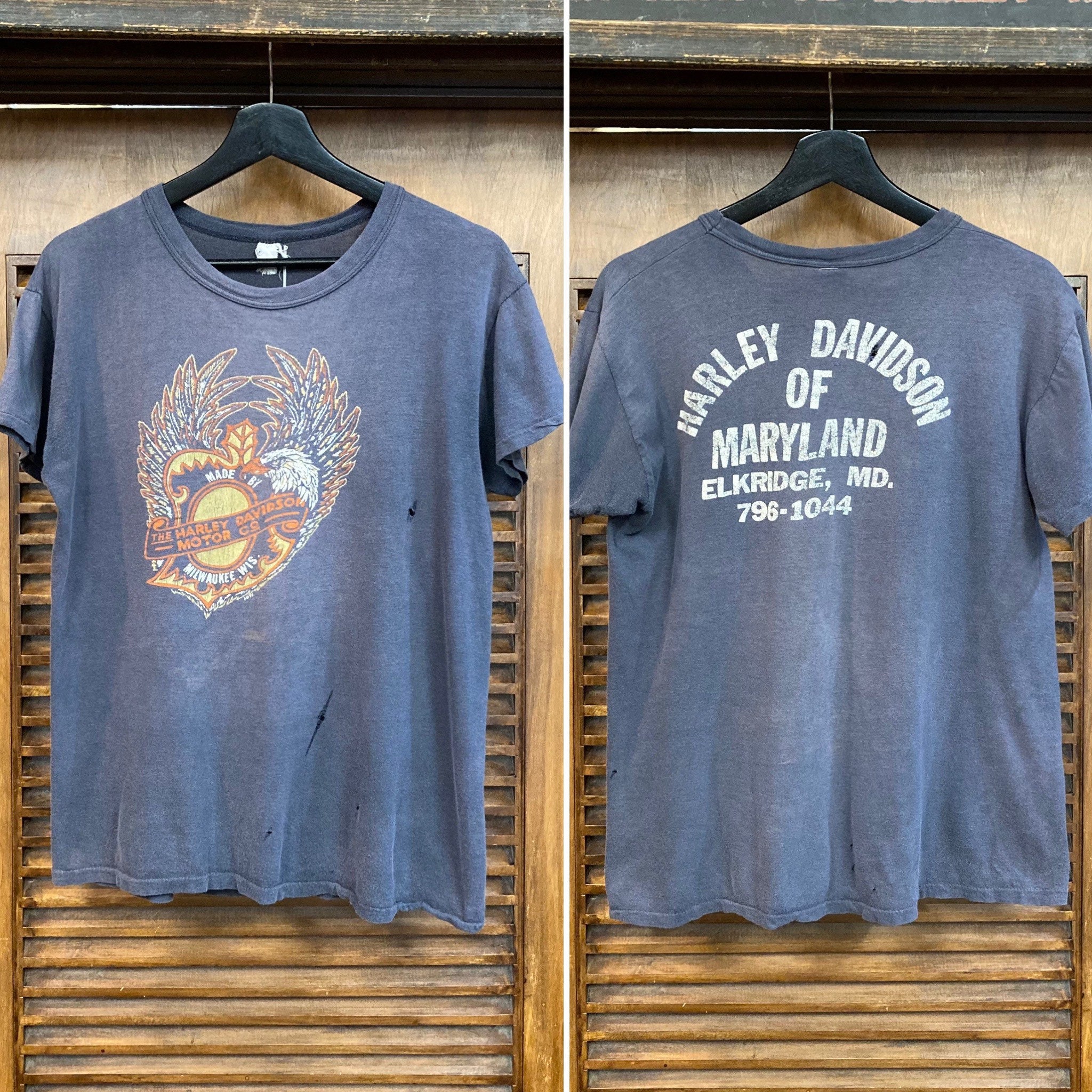 Vintage 1970s Harley Davidson Motorcycle MC Dealership T Shirt