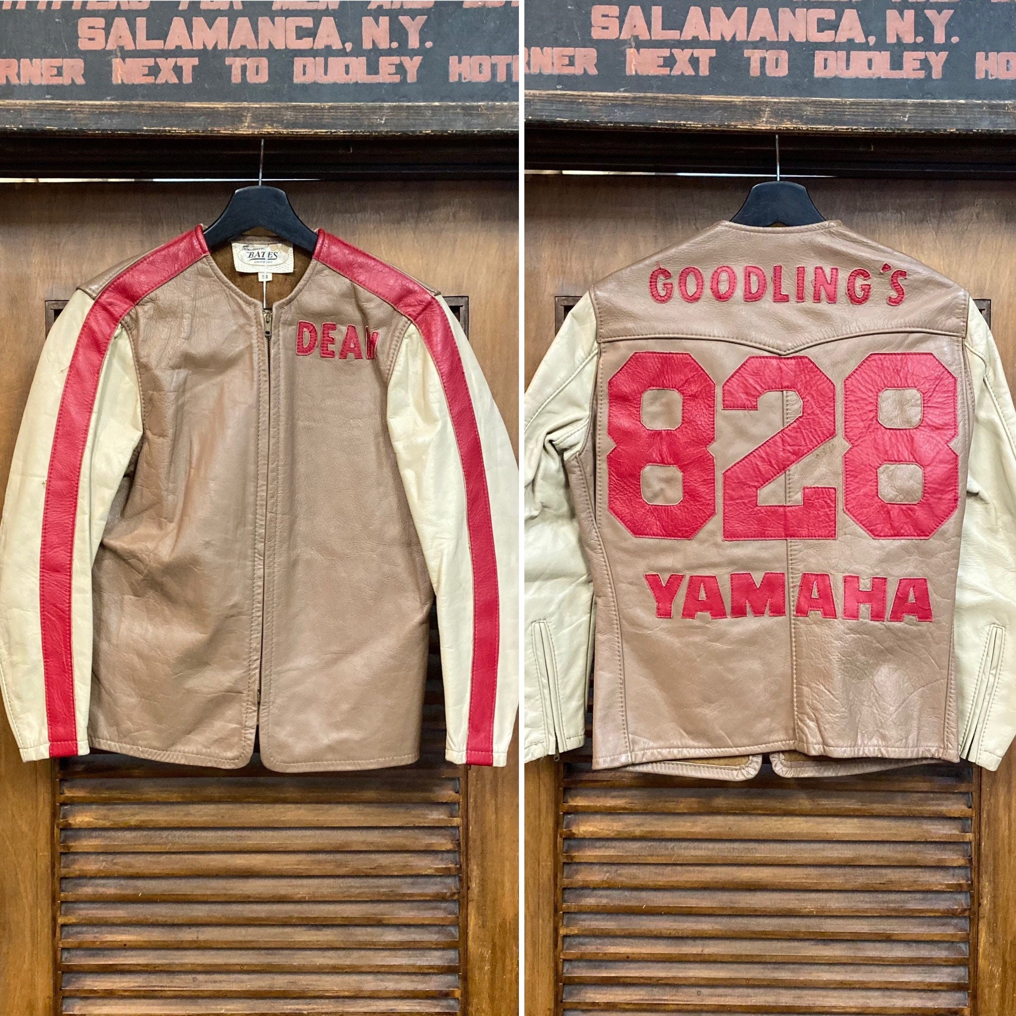 Vintage 1960s bates Cafe Racer Leather Jacket With Appliqué pic