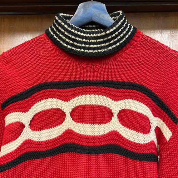 Vintage 1950’s Red Turtleneck Sweater, 50’s Knit … - image 6