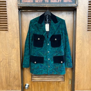 Vintage 1960s Carnaby Street Style Crushed Velvet Paisley Mod Glam Disco Sport Coat Jacket, 60s Vintage Clothing image 2