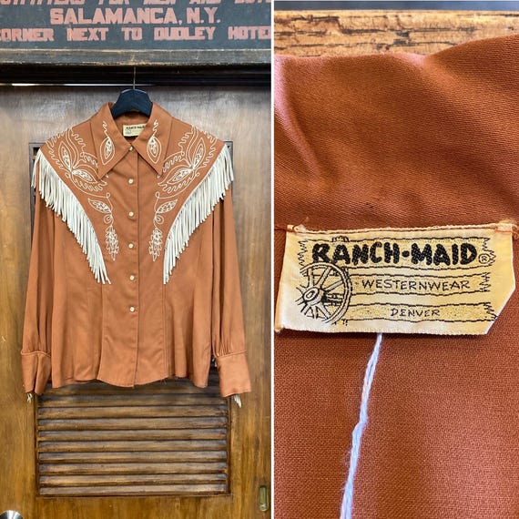 Vintage 1940's “ranch Maid” Cowboy Western Rayon Gabardine Fringe