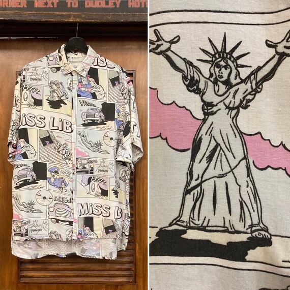 Vintage 1980’s New Wave Cartoon Comic Print Top -M