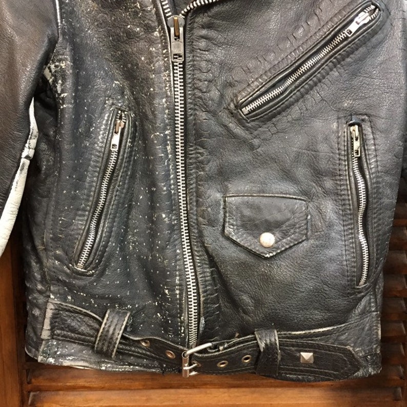 Vintage 1980s Punk Style Studded Motorcycle Leather Jacket | Etsy
