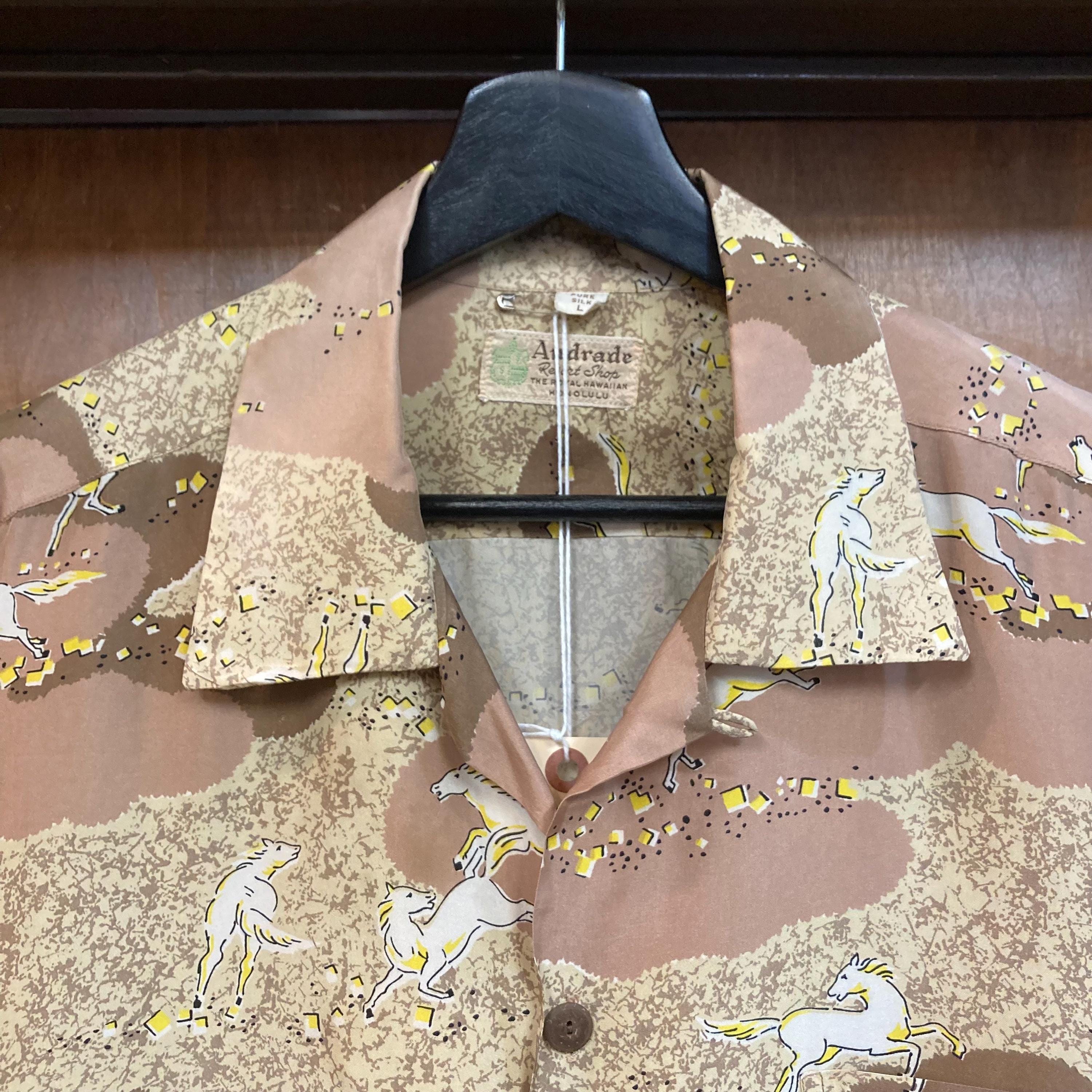 Vintage 1950's “andrade” Atomic Horse Print Silk Long Sleeve Vintage 1950's “andrade” Atomic Horse Print Silk Long Sleeve