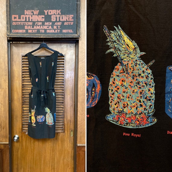Vintage 1950’s Tiki Cocktail Print Hawaiian Rockab