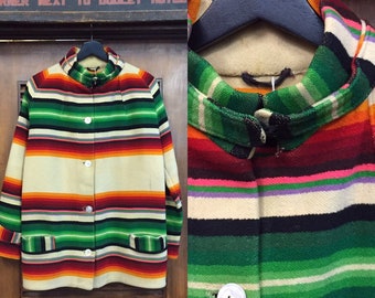 Chaqueta vintage de lana con estampado estilo suroeste de Pendleton de los años 20, abrigo vintage, ropa del suroeste, ropa del oeste, ropa vintage