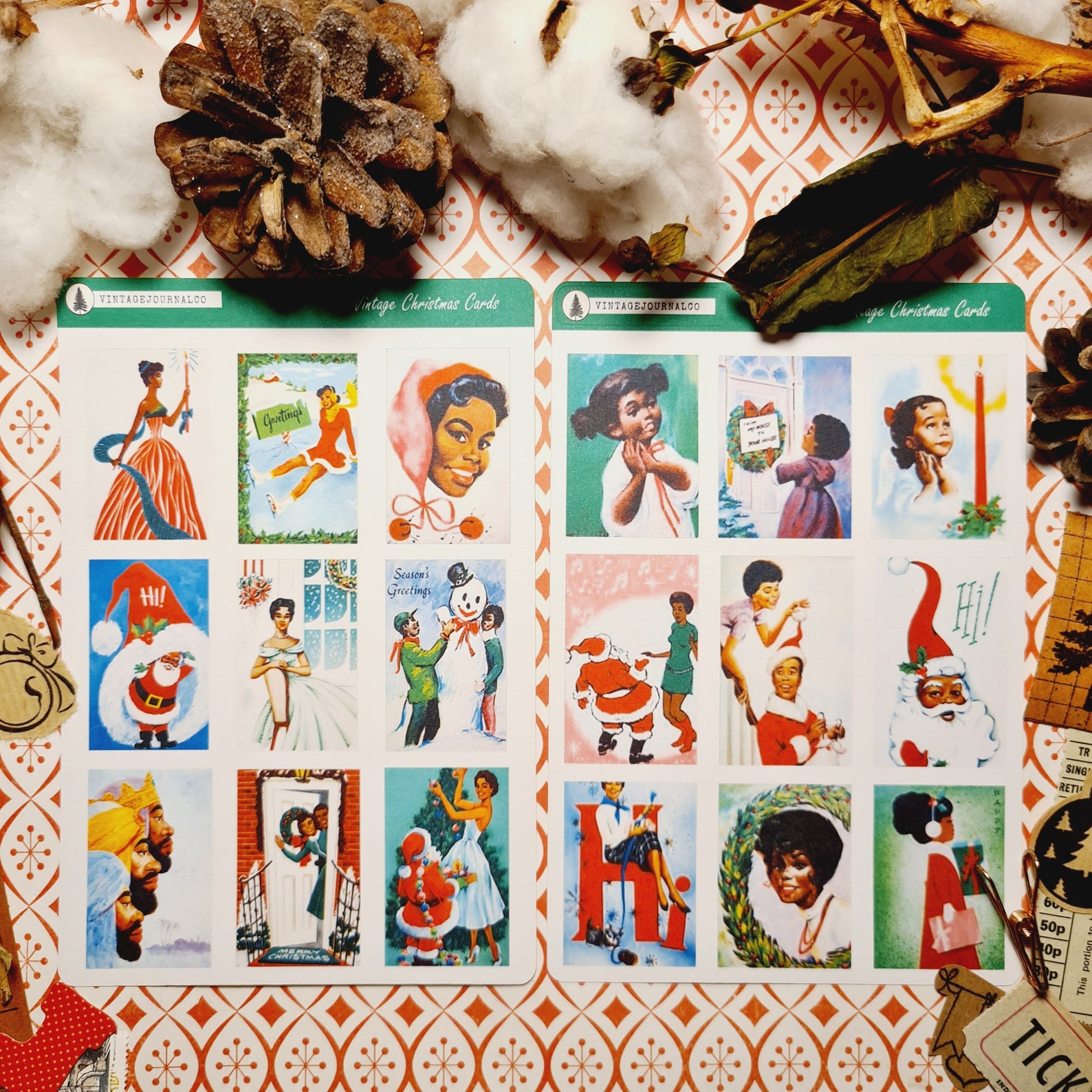 Vintage Christmas Card Stickers Xmas Stickers Planner - Etsy UK