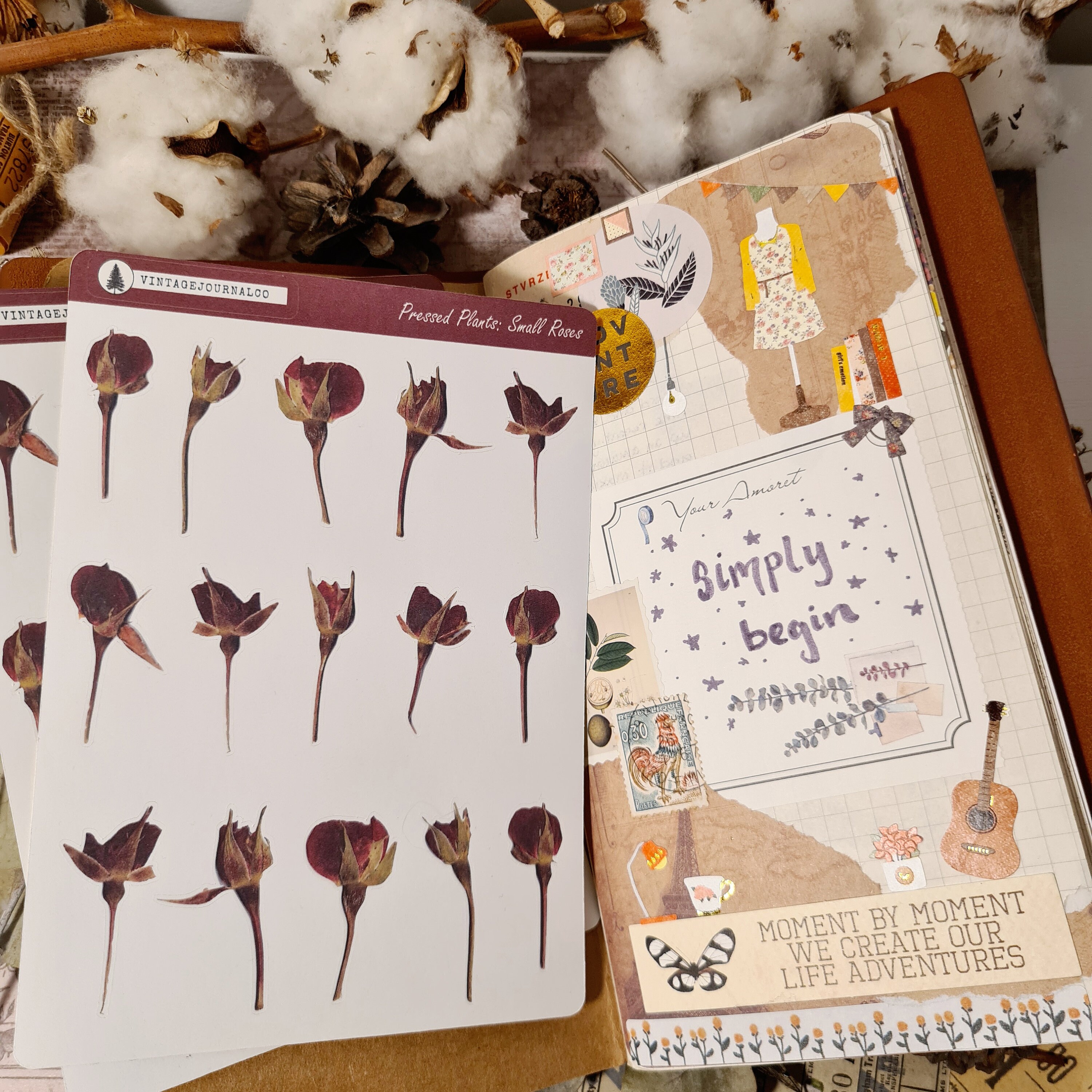 Pressed Flower Stickers Small Roses Rose Stickers Planner Etsy