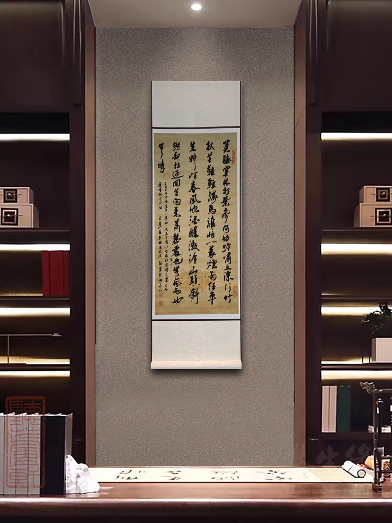 Original Handwritten, Chinese Calligraphy, Long Scroll Hangings,
