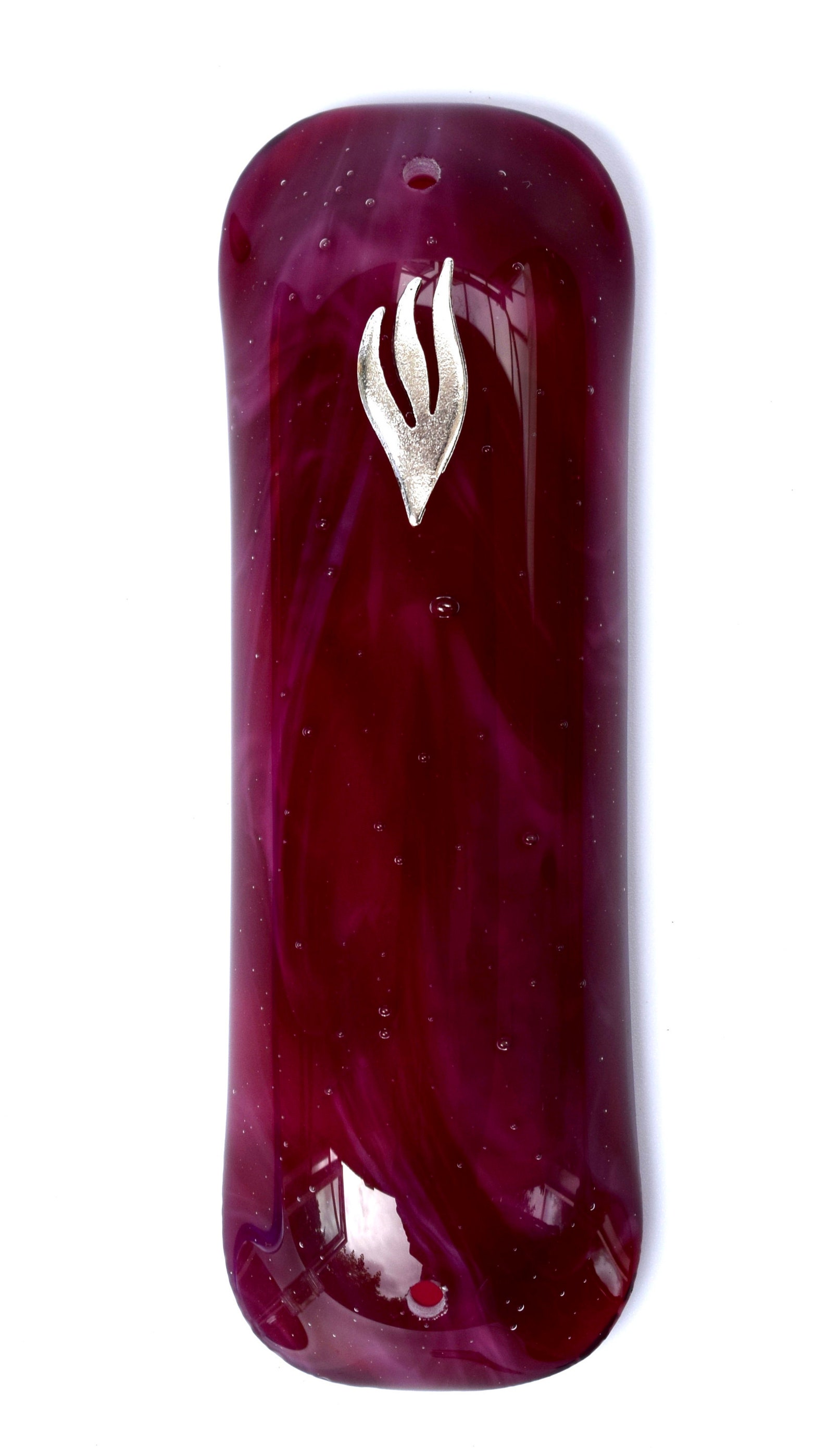 MEZUZAH. UNIQUE CONTEMPORARY Glass Art Mezuzah, Judaica, Cranberry