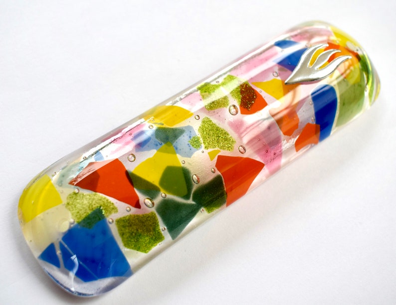 MEZUZAH. Unique Glass Art Mezuzah Multicoloured Handmade Etsy