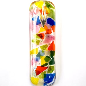 MEZUZAH. Unique Glass Art Mezuzah, Multi-Coloured Handmade Mezuzah Case, Jewish Art,  Wedding Gift, New Home Gift, Original, Modern Judaica