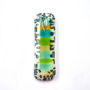 MEZUZAH. Unique Glass Art Mezuzah, Organic Multi-Coloured Mezuzah Case, Judaica, Jewish Art, Wedding Gift, New Home Gift, Original