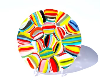 STUNNING GLASS Wall Art, 'United Colours' Organic and Unique, Wedding Gift, New Home Gift, Retro, Opart, Contemporary, Original Design