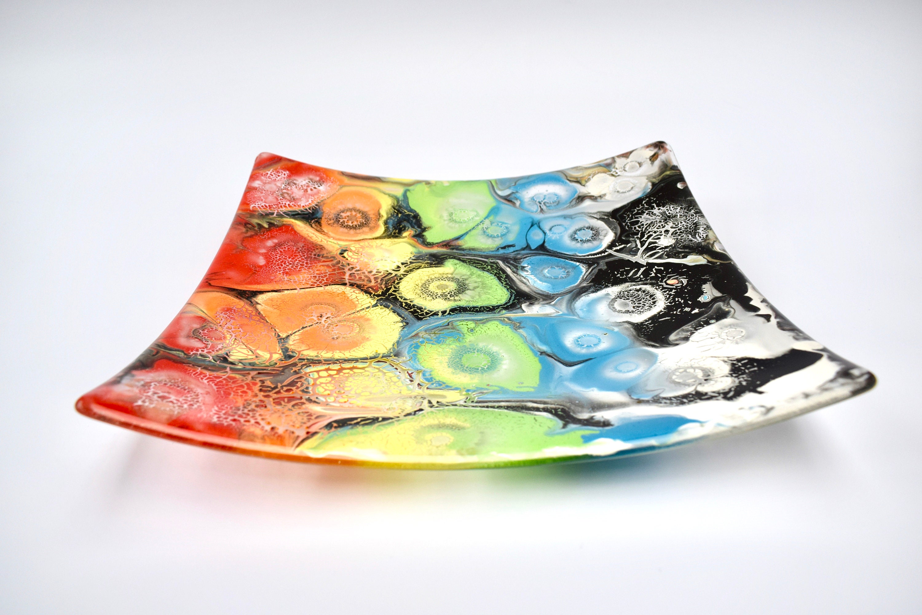 FUNKY GLASS ART Platter / Plate Original Art Hand Painted Etsy