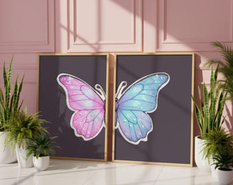 Pastel Butterfly Wing Prints, Girls Nursery Decor (Digital Download)