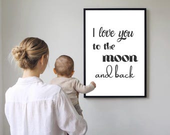 Impresión "Te amo hasta la luna y más allá" - Decoración infantil (Descarga digital)