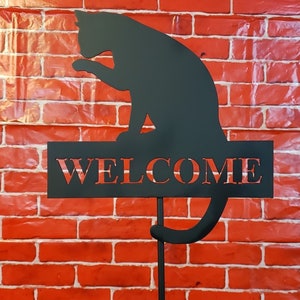 Siouxsie the Cat Metal  Welcome Yard Art Sign Home Decor Garden & Patio Decoration Plasma Cutting Plasma Cut