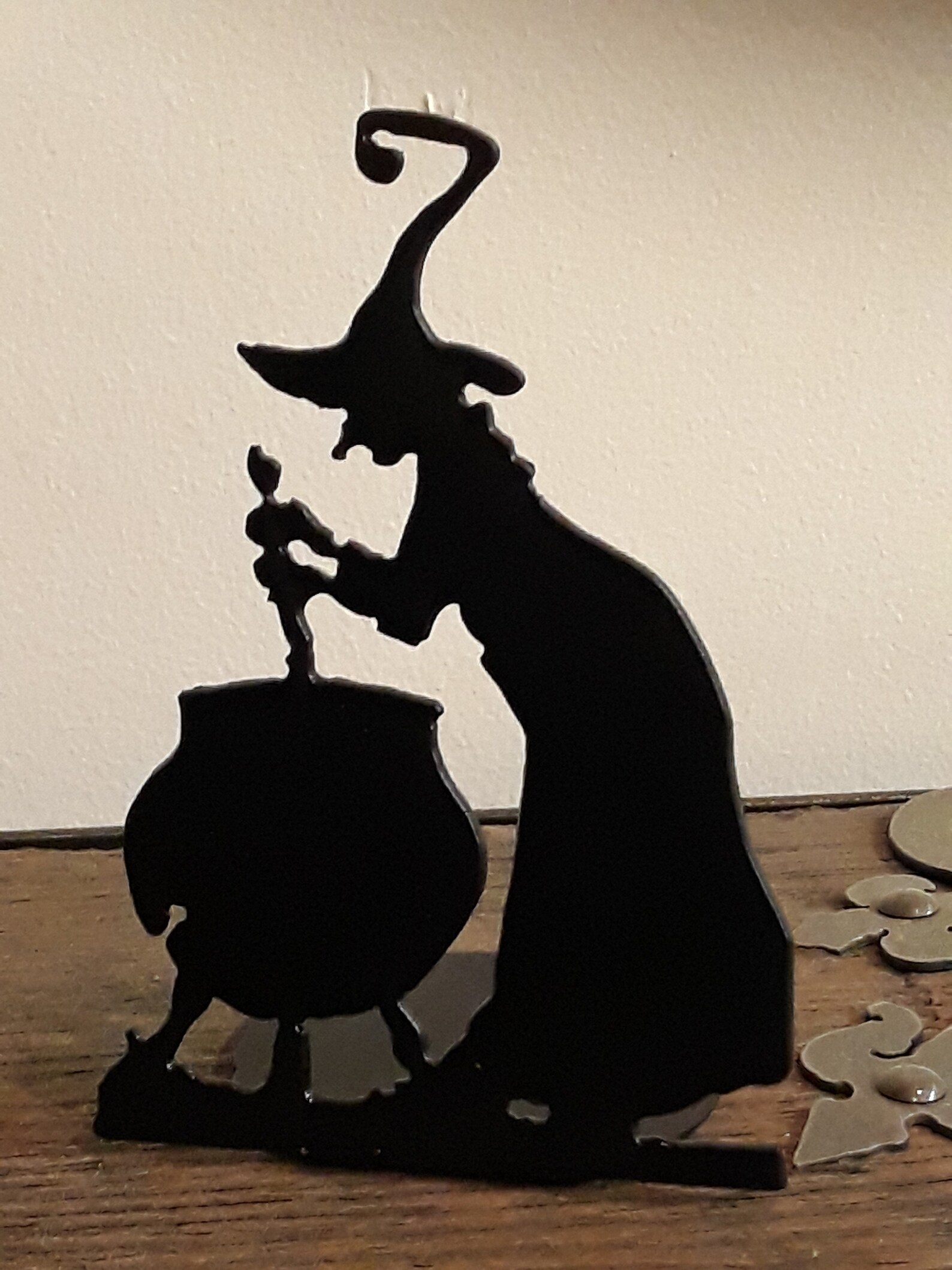 Spooky 6 Witch Metal Candle Holder with Cauldron or on Etsy