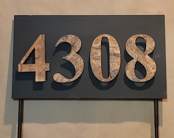 Medium Address Sign Custom Metal Sign w/ Floating Numbers 16" x 10" House Numbers Plate Plaque