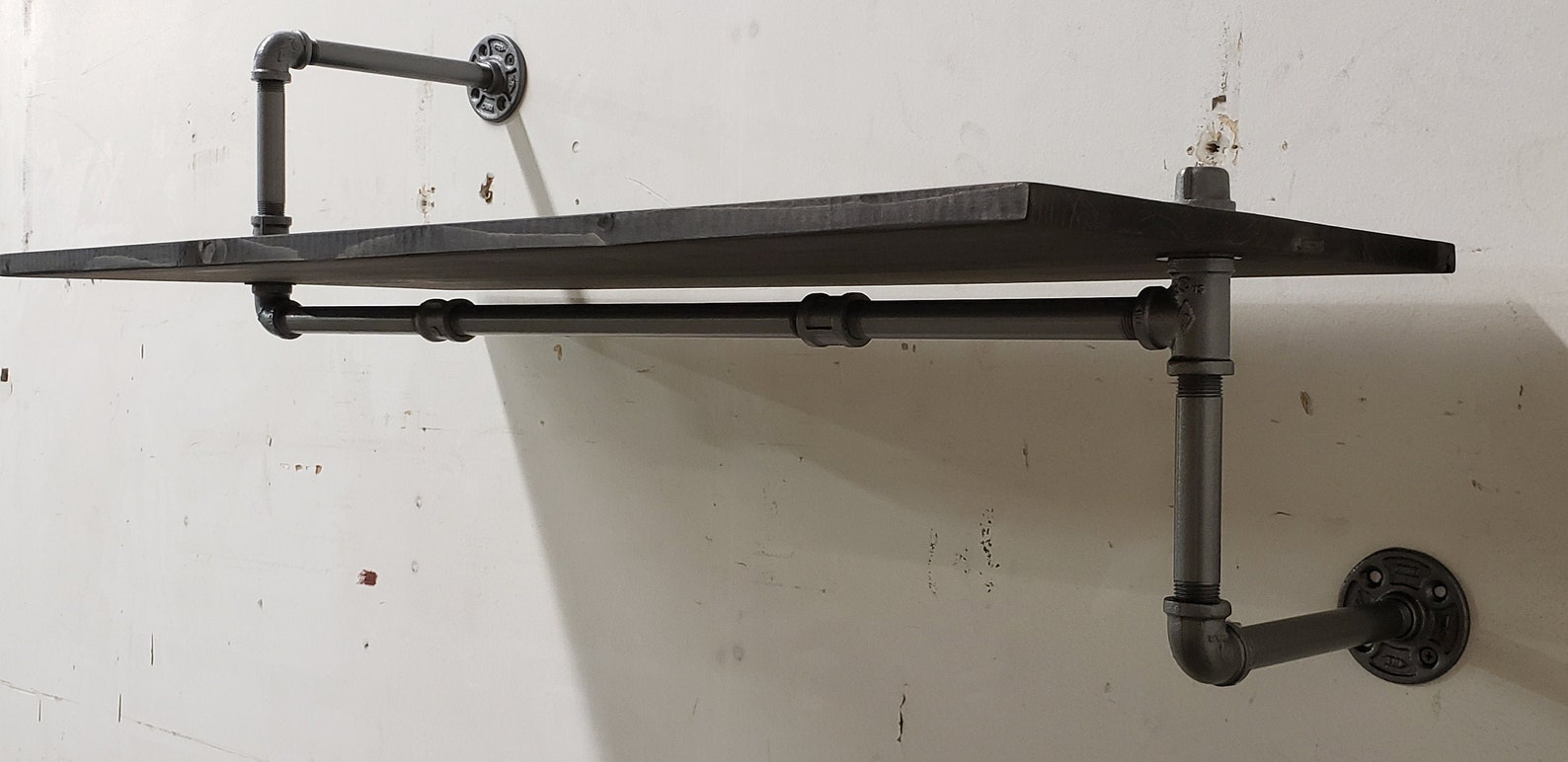 Industrial Black Pipe / Wood Shelf 36 with Painted Pipe Etsy