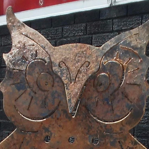 16" Metal Owl Sign Yard Garden Art Outdoor Decor Metal Sculpture Home Decor Metal Fab Fabrication