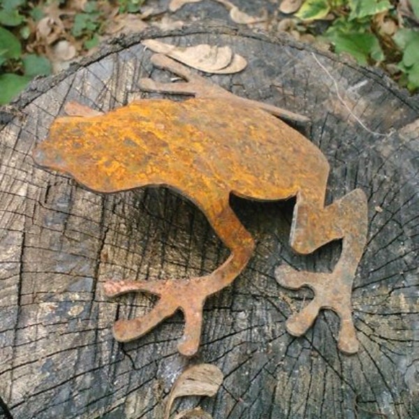 Ferdinand the Frog Metal 3D Sculpture Art Handcrafted Yard Garden Art Artwork Plasma Cut Cutting Free Standing