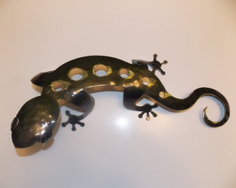 Large Metal Gecko Lizard Sculpture Wall Art Home Decor Decoration and Design Metal Art and Fabrication