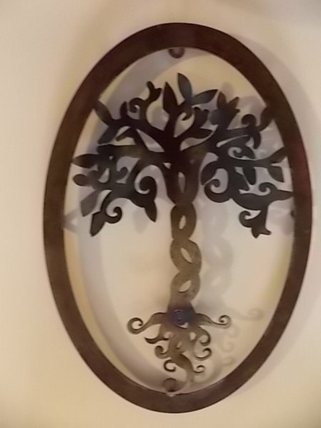 Handcrafted Oval Metal Tree of Life Wall Art Hanging Artwork Home Decor