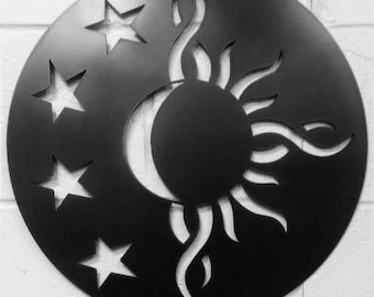 The Sun The Moon and The Stars Metal Sign Wall Hanging Artwork Yard Art Outdoor Decor Patio Metal Fab Fabrication Custom Signs