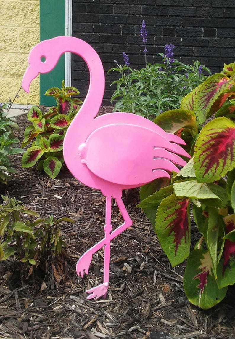 Rosy the Pink Flamingo Custom Metal Yard or Garden Art 14g - Etsy