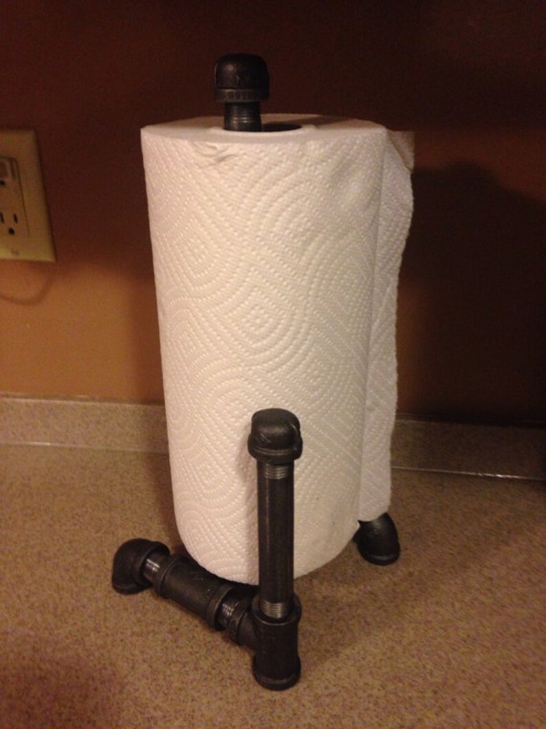 Industrial Black Pipe Paper Towel Holder Free Standing Etsy