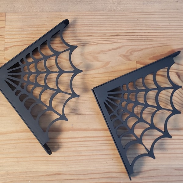 Metal Spider Web Shelf Bracket Set (2) 5.5" or 7" Art Artwork Shelving Brackets Plasma Cut Cutting Fabricated Fab Fabrication Spiderweb
