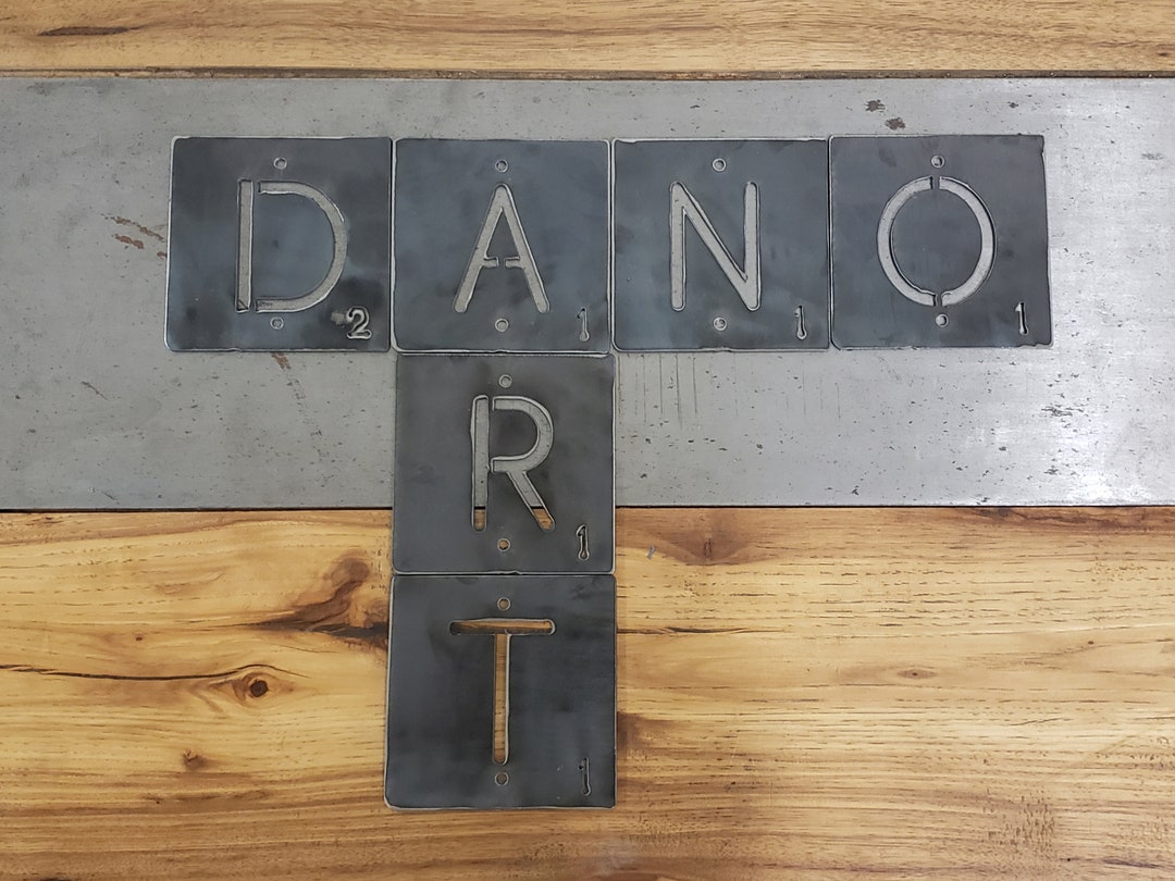 Metal 4 Scrabble Style Wall Tiles Hanging Art Artwork Plasma Cutting