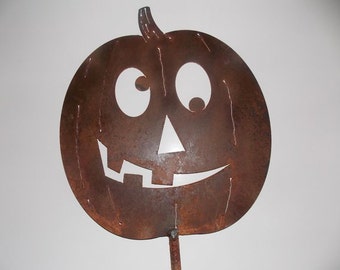 Metal Cut Pumpkin Silly Face Halloween Decoration Decor Yard Art Artwork Steel Pumpkin