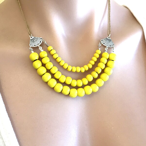 Yellow Bib Necklace Etsy