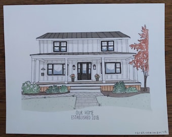 custom home painting | watercolor & ink | 8x10 | realtor gift