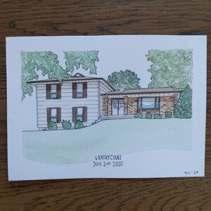 custom home painting watercolor & ink 5x7 realtor gift image 4