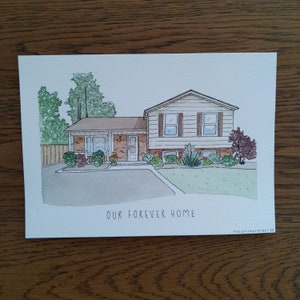 custom home painting watercolor & ink 5x7 realtor gift image 7
