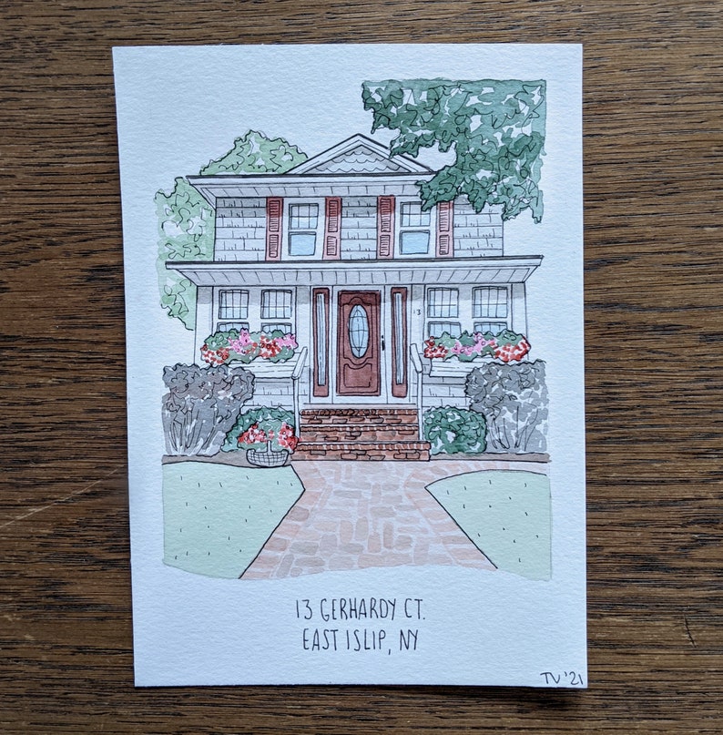 custom home painting watercolor & ink 5x7 realtor gift image 10